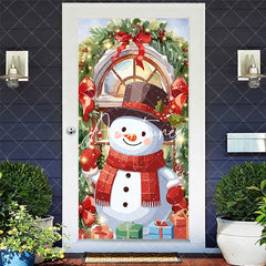 Aperturee - Aperturee Sparkle Painted Snowman Gifts Christmas Door Cover