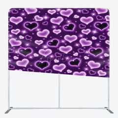 Aperturee - Aperturee Sparkle Purple Hearts Romantic Pillow Case Backdrop