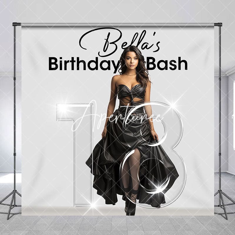 Aperturee - Aperturee Sparkle Transparent 18 Custom Photo Birthday Backdrop