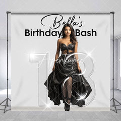 Aperturee - Aperturee Sparkle Transparent 18 Custom Photo Birthday Backdrop