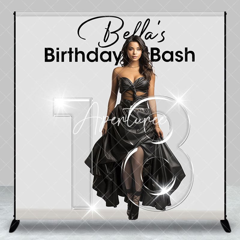 Aperturee - Aperturee Sparkle Transparent 18 Custom Photo Birthday Backdrop