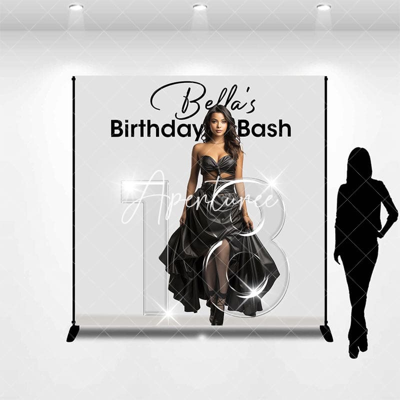 Aperturee - Aperturee Sparkle Transparent 18 Custom Photo Birthday Backdrop