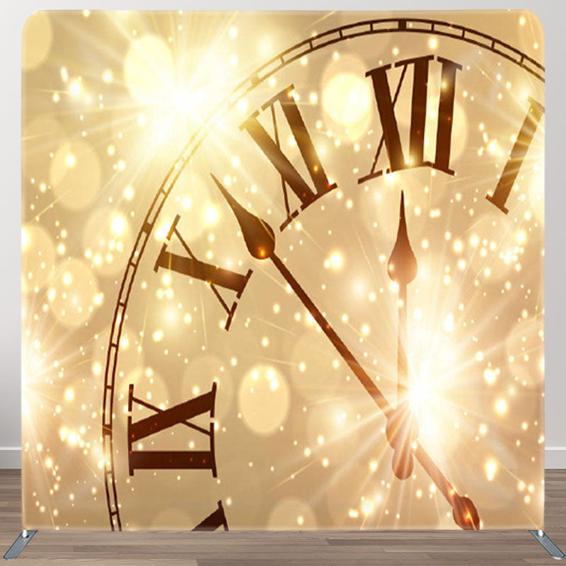 Aperturee - Aperturee Sparkling Clock Bokeh Gold Fabric Party Backdrop Cover