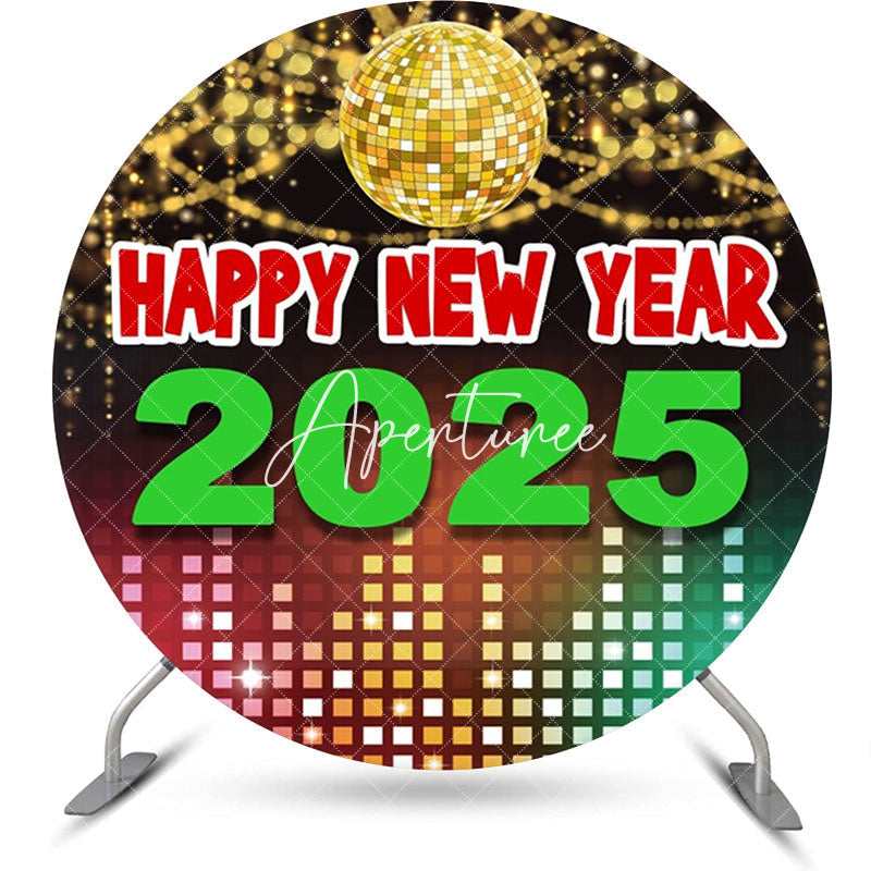 Aperturee - Aperturee Sparkling Disco Ball 2025 New Year Round Backdrop