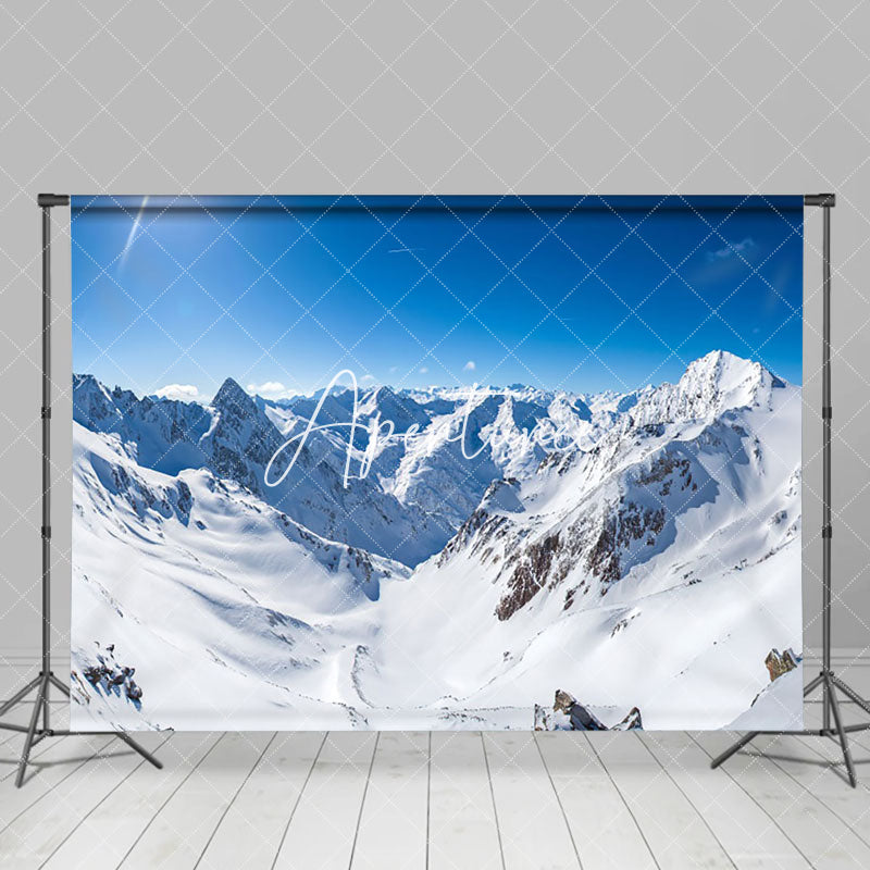 Aperturee - Aperturee Spectacular Sky Snow Mountain Scene Winter Backdrop