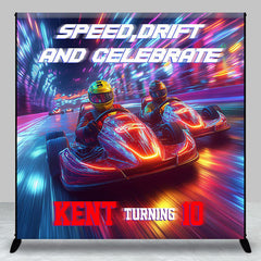 Aperturee - Aperturee Speed Drift Sport Custom Name 10th Birthday Backdrop