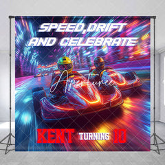 Aperturee - Aperturee Speed Drift Sport Custom Name 10th Birthday Backdrop