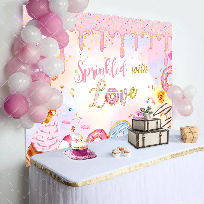 Aperturee - Aperturee Spinkled With Love Pink Creamy Birthday Backdrop