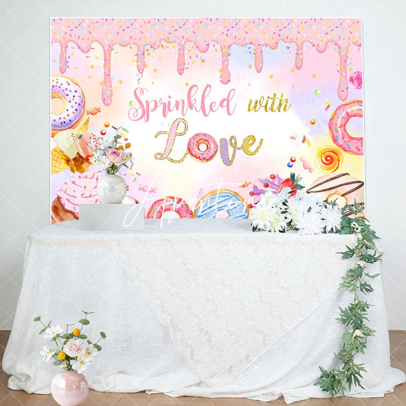 Aperturee - Aperturee Spinkled With Love Pink Creamy Birthday Backdrop