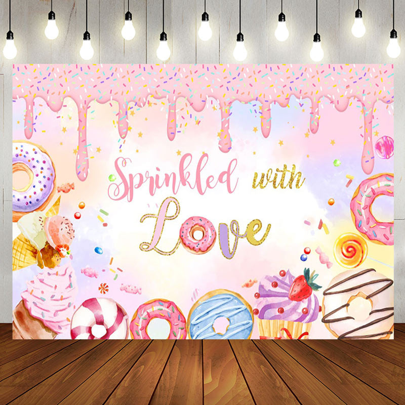 Aperturee - Aperturee Spinkled With Love Pink Creamy Birthday Backdrop