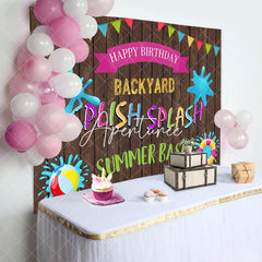 Aperturee - Aperturee Splish Splash Backyard Game Wooden Birthday Backdrop