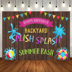 Aperturee - Aperturee Splish Splash Backyard Game Wooden Birthday Backdrop