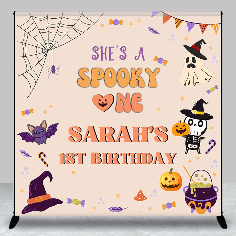 Aperturee - Aperturee Spooky One Halloween Custom 1st Birthday Backdrop