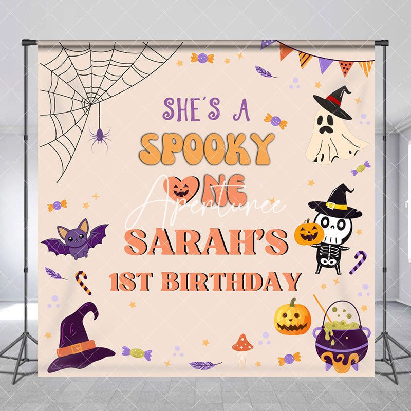 Aperturee - Aperturee Spooky One Halloween Custom 1st Birthday Backdrop