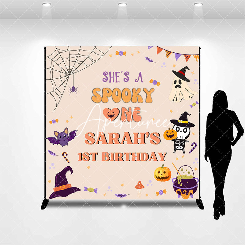 Aperturee - Aperturee Spooky One Halloween Custom 1st Birthday Backdrop