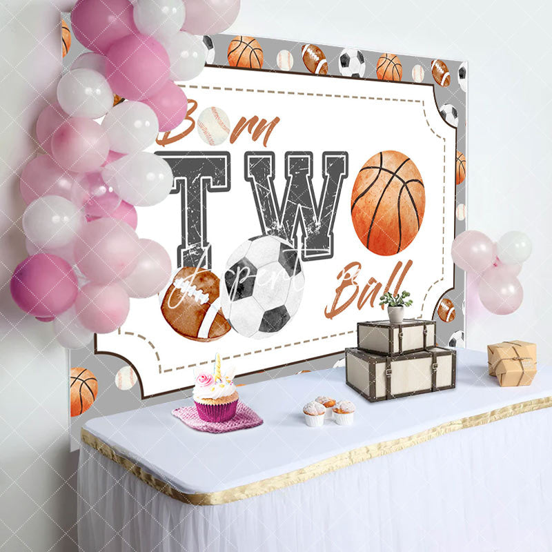 Aperturee - Aperturee Sports Born Two Ball 2nd Birthday Backdrop For Boys