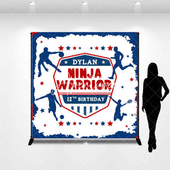 Aperturee - Aperturee Sports Red Blue Ninja Warrior Custom Name Backdrop