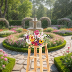 Aperturee - Aperturee Spring Color Floral Garden Fountain Wedding Backdrop