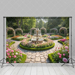 Aperturee - Aperturee Spring Color Floral Garden Fountain Wedding Backdrop