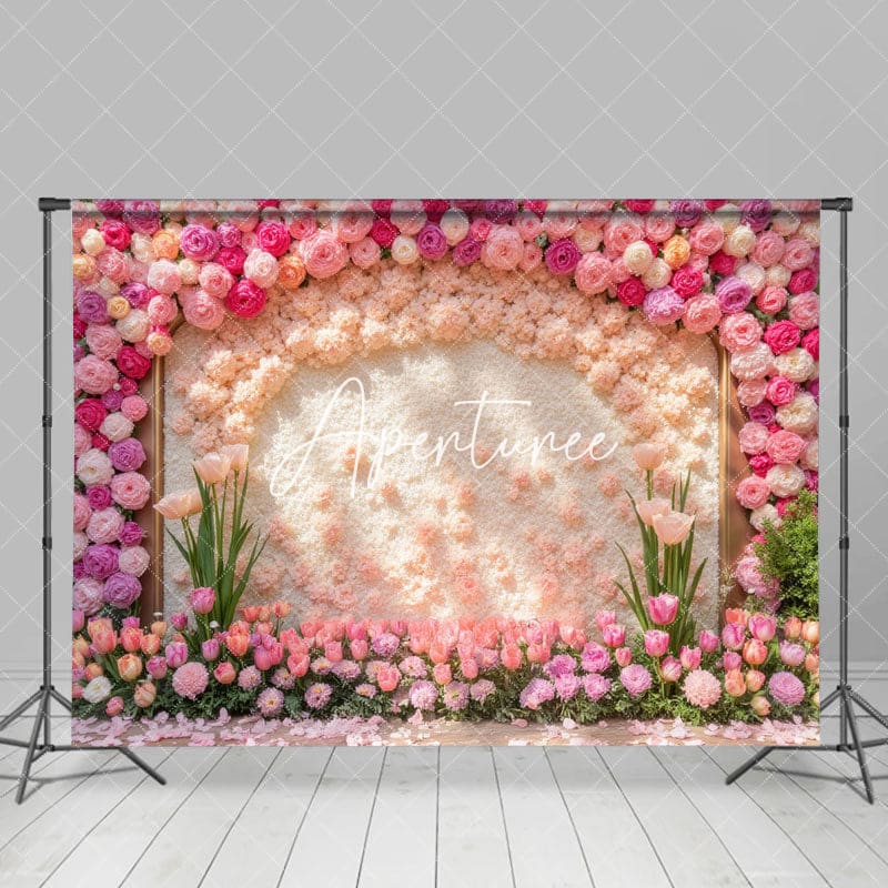 Aperturee - Aperturee Spring Color Floral Wall Romantic Wedding Backdrop