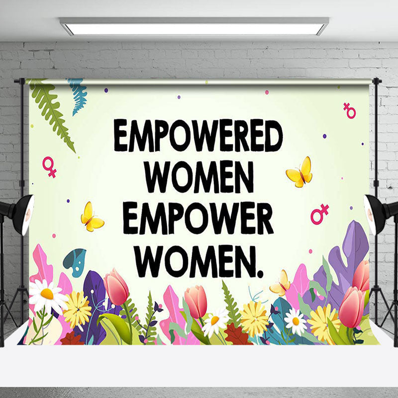 Aperturee - Aperturee Spring Colorful Floral Black Empower Women Backdrop