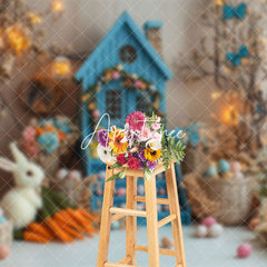 Aperturee - Aperturee Spring Colorful Floral Bunny Eggs Easter Backdrop