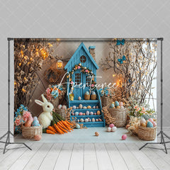 Aperturee - Aperturee Spring Colorful Floral Bunny Eggs Easter Backdrop