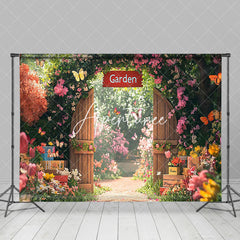 Aperturee - Aperturee Spring Colorful Floral Garden Gate Easter Backdrop