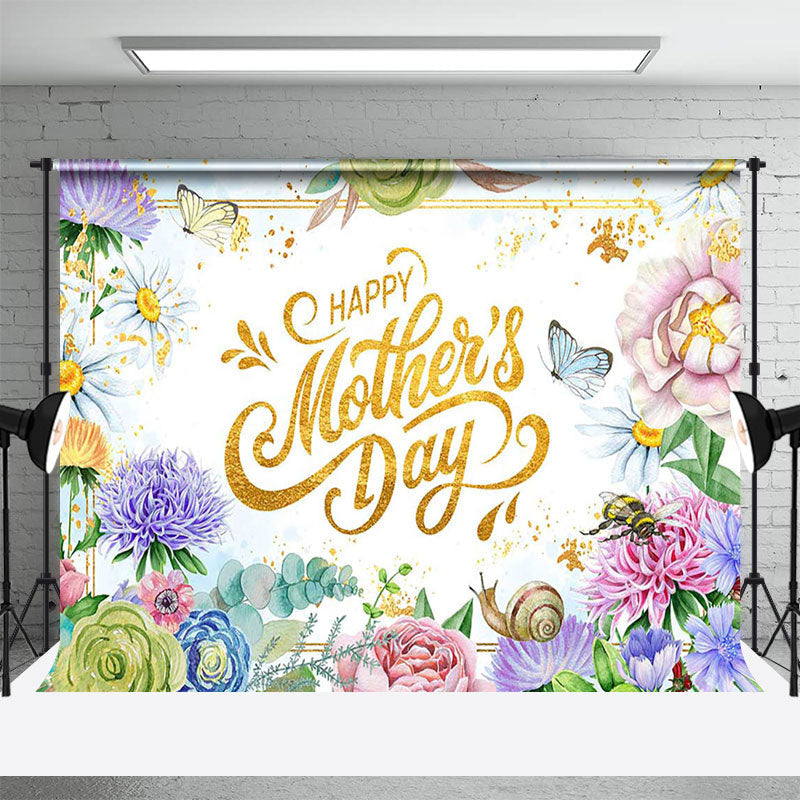 Aperturee - Aperturee Spring Colorful Floral Happy Mothers Day Backdrop