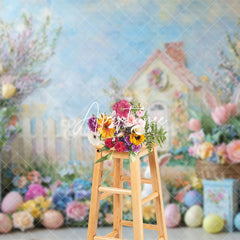 Aperturee - Aperturee Spring Colorful Garden Cabin Fence Easter Backdrop