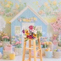 Aperturee - Aperturee Spring Fairy Colorful Floral House Easter Backdrop