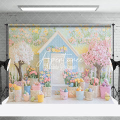 Aperturee - Aperturee Spring Fairy Colorful Floral House Easter Backdrop