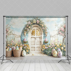 Aperturee - Aperturee Spring Floral Arch Gate Eggs Easter Photo Backdrop