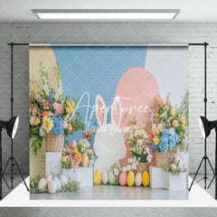 Aperturee - Aperturee Spring Floral Bunny Eggs Easter Room Set Backdrop