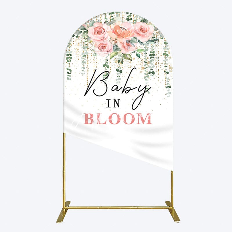 Aperturee - Aperturee Spring Floral Greenery Baby In Bloom Arch Backdrop