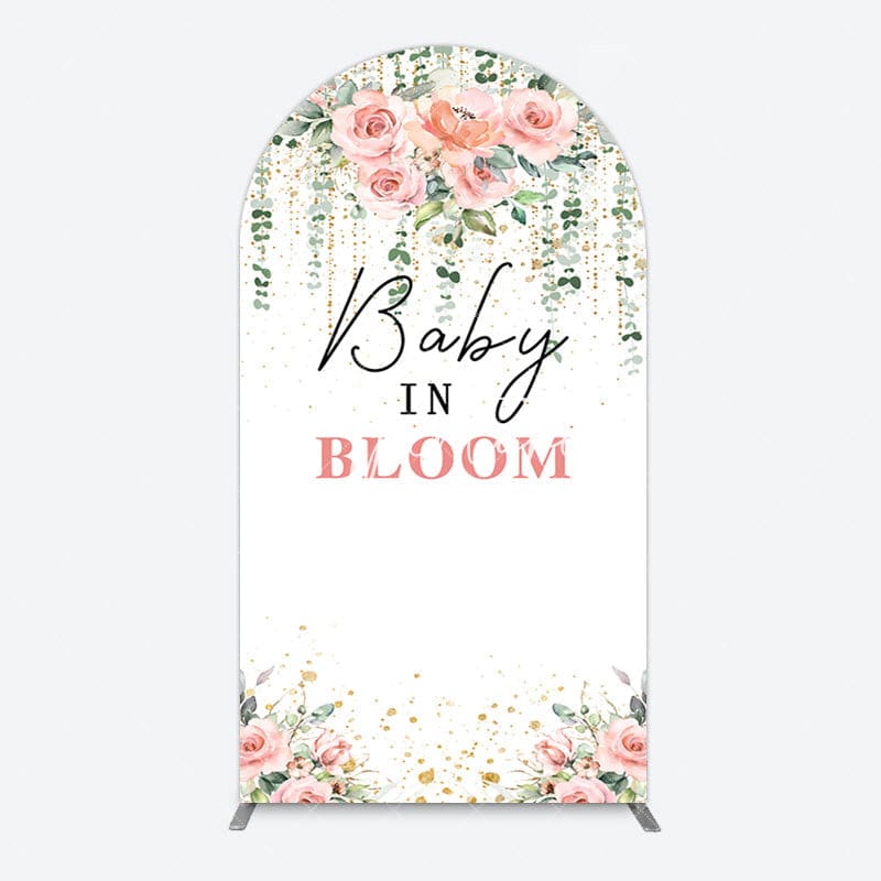 Aperturee - Aperturee Spring Floral Greenery Baby In Bloom Arch Backdrop