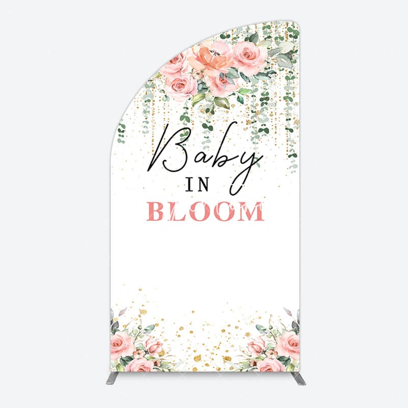 Aperturee - Aperturee Spring Floral Greenery Baby In Bloom Half Moon Arch Backdrop