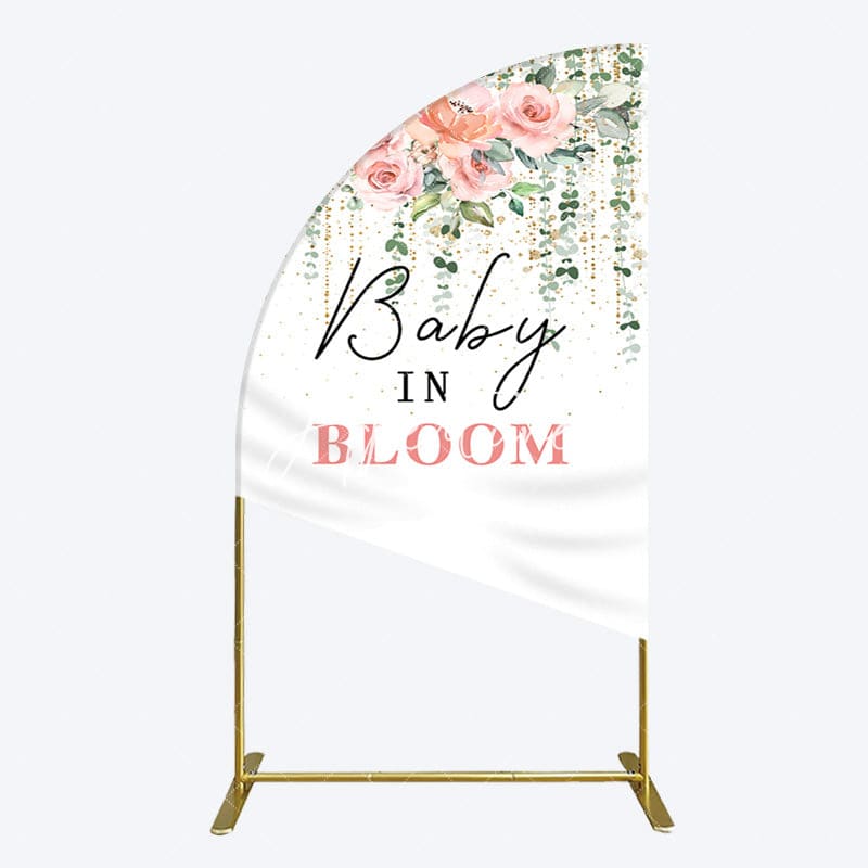 Aperturee - Aperturee Spring Floral Greenery Baby In Bloom Half Moon Arch Backdrop