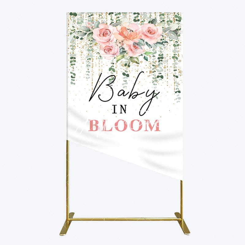 Aperturee - Aperturee Spring Floral Greenery Baby In Bloom Rectangle Backdrop