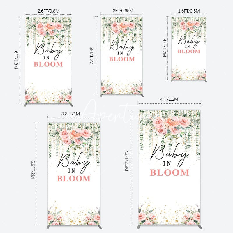 Aperturee - Aperturee Spring Floral Greenery Baby In Bloom Rectangle Backdrop