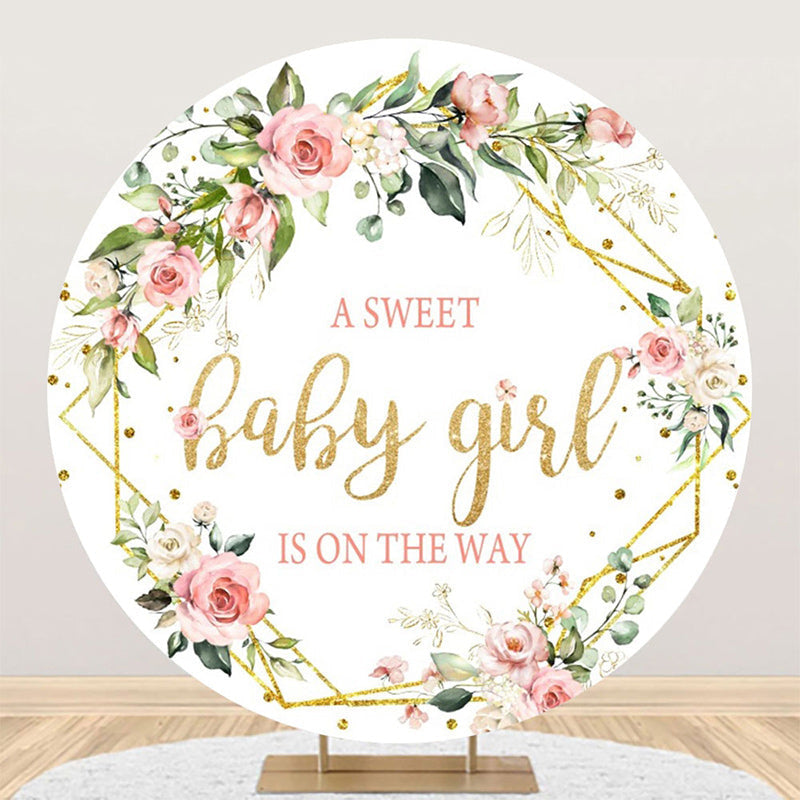 Aperturee - Aperturee Spring Floral Sweet Girl Round Baby Shower Backdrop