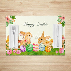 Aperturee - Aperturee Spring Garden Bunny Eggs Easter Set Of 4 Placemats