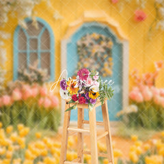 Aperturee - Aperturee Spring Garden Cabin Natural Yellow Tulip Backdrop