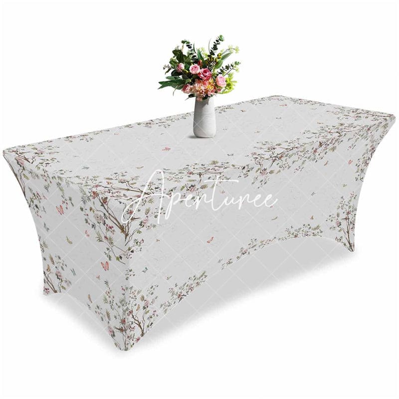 Aperturee - Aperturee Spring Garden Flower Plants Art Stretch Table Cover