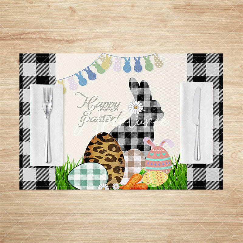 Aperturee - Aperturee Spring Grass Bunny Plaid Easter Set Of 4 Placemats