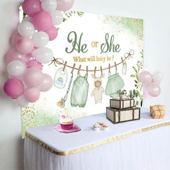 Aperturee - Aperturee Spring Green Leaves He Or She Baby Shower Backdrop