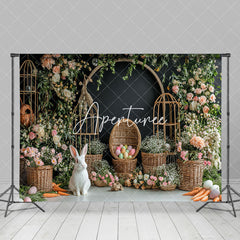 Aperturee - Aperturee Spring Greenery Floral Bunny Eggs Easter Backdrop