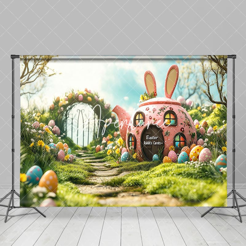 Aperturee - Aperturee Spring Greenery Garden Rabbit Hutch Easter Backdrop