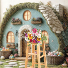 Aperturee - Aperturee Spring Greeneryhouse Eggs Floral Easter Backdrop