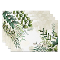 Aperturee - Aperturee Spring Natural Floral Plant Leaf Set Of 4 Placemats